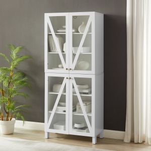 Crosley Furniture Cassai Tall Storage Pantry White - 2 Stackable Pantries - KF33024WH