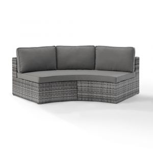 Crosley Furniture - Catalina Outdoor Wicker Round Sectional Sofa Gray - CO7120-GY