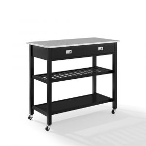 Crosley Furniture - Chloe Stainless Steel Top Kitchen Island/Cart Black/Stainless Steel - CF3027SS-BK
