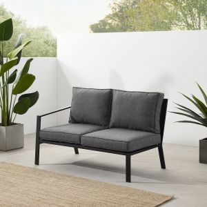 Crosley Furniture - Clark Outdoor Metal Sectional Left Side Loveseat Charcoal/Matte Black - KO70370MB-CL