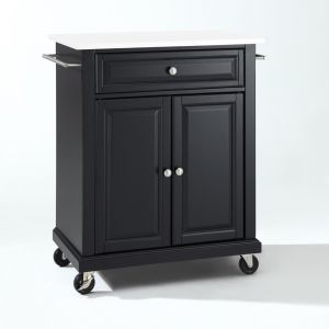 Crosley Furniture - Compact Granite Top Kitchen Cart Black/White - KF30020EBK