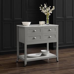 Crosley Furniture - Connell Kitchen Island/Cart Gray/White Marble - CF3036WM-GY
