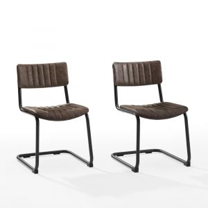 Crosley Furniture - Conrad 2Pc Cantilever Dining Chair Set Distressed Mocha/Black - 2 Chairs - CF502218-MO
