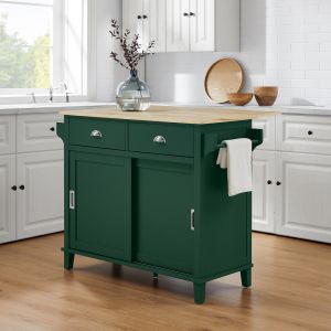 Crosley Furniture Cora Drop Leaf Kitchen Island Emerald/Natural - CF3039NA-EM