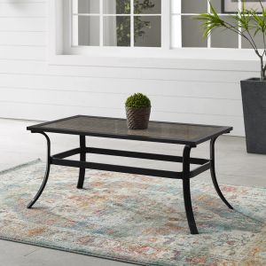 Crosley Furniture - Dahlia Outdoor Metal And Wicker Coffee Table Matte Black/Brown - CO6253MB-TE
