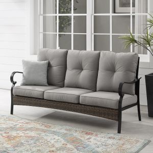 Crosley Furniture - Dahlia Outdoor Metal And Wicker Sofa Taupe/Matte Black - CO6250MB-TE