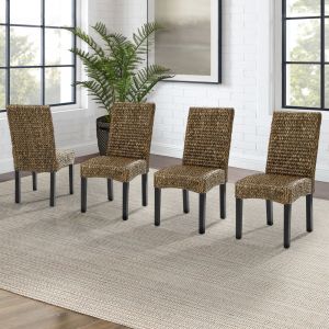 Crosley Furniture - Edgewater 4Pc Dining Chair Set Seagrass/Darkbrown - 4 Chairs - KF20029SG