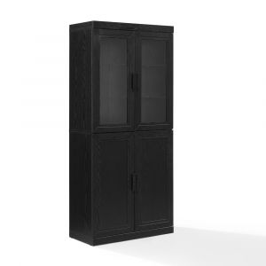 Crosley Furniture - Essen Pantry Storage Cabinet With Glass Door Hutch Black - KF33063BK