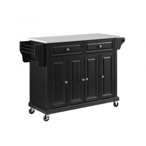 Crosley Furniture - Full Size Granite Top Kitchen Cart Black/White - KF30005EBK