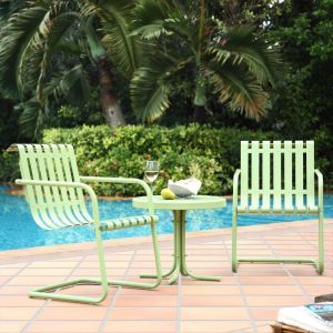 Crosley Furniture - Gracie 3 Piece Metal Outdoor Conversation Seating Set - 2 Chairs And Side Table in Oasis Green - KO10007GR