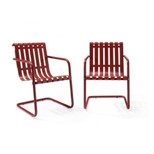 Crosley Furniture - Gracie Stainless Steel Chair Red 2Pc/1Carton - CO1020-RE