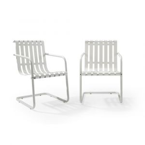 Crosley Furniture - Gracie Stainless Steel Chair White 2Pc 1 Carton - CO1020-WH