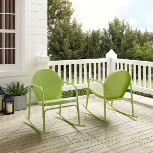 Crosley Furniture - Griffith 2Pc Outdoor Metal Rocking Chair Set Key Lime Gloss - 2 Rocking Chairs - CO1013-KL_CLOSEOUT