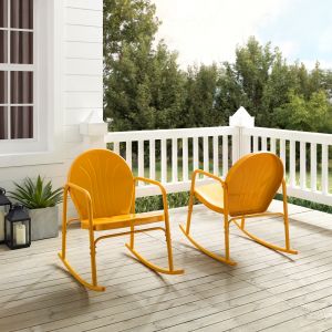 Crosley Furniture - Griffith 2Pc Outdoor Metal Rocking Chair Set Tangerine Gloss - 2 Rocking Chairs - CO1013-TG