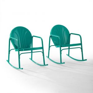 Crosley Furniture - Griffith 2 Piece Outdoor Rocking Chair Set Turquoise Gloss - 2 Chairs - CO1013-TU