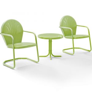 Crosley Furniture - Griffith 3 Piece Metal Outdoor Conversation Seating Set - Two Chairs in Key Lime Finish With Side Table in Key Lime - KO10004KL