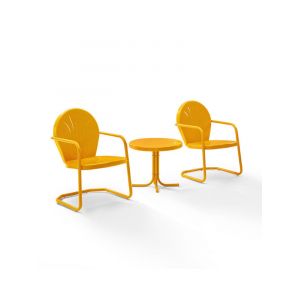Crosley Furniture - Griffith 3 Piece Metal Outdoor Conversation Seating Set - Two Chairs in Tangerine Finish With Side Table in Tangerine - KO10004TG
