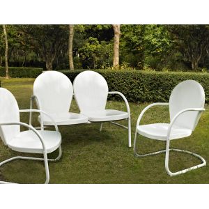 Crosley Furniture - Griffith 3 Piece Metal Outdoor Conversation Seating Set - Loveseat & 2 Chairs in White Finish - KO10002WH_CLOSEOUT