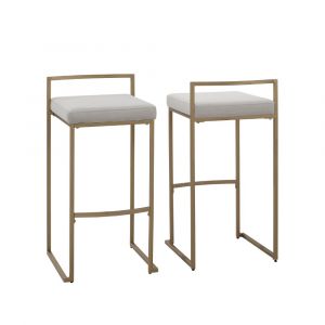 Crosley Furniture - Harlowe 2Pc Bar Stool Set Gray/ Gold (Set of 2) - CF501930-GY