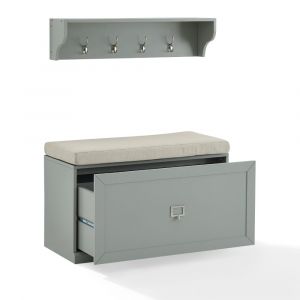 Crosley Furniture - Harper 2Pc Entryway Set Gray/Creme - Bench & Shelf - KF31013GY