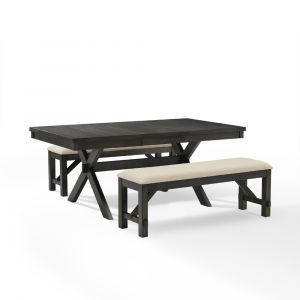 Crosley Furniture - Hayden 3 Piece Dining Set Slate - Table & 2 Benches - KF13024SL