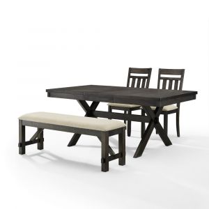 Crosley Furniture - Hayden 4 Piece Dining Set Slate - Table, Bench, & 2 Slat Back Chairs - KF13025SL
