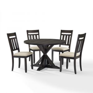 Crosley Furniture - Hayden 5 Piece Round Dining Set Slate - Table & 4 Slat Back Chairs - KF13027SL