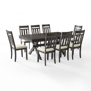 Crosley Furniture - Hayden 9 Piece Dining Set Slate - Table & 8 Slat Back Chairs - KF13022SL