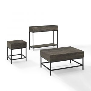 Crosley Furniture - Jacobsen 3 Piece Coffee Table Set Brown Ash/Matte Black - Coffee, Console, & End Table - KF13055BR