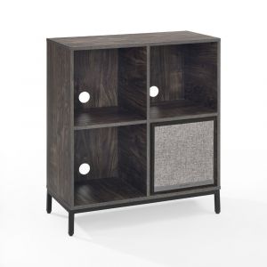 Crosley Furniture - Jacobsen Record Storage Cube Bookcase With Speaker Brown Ash/Black - Bookcase & Speaker - KF13102BR-BK