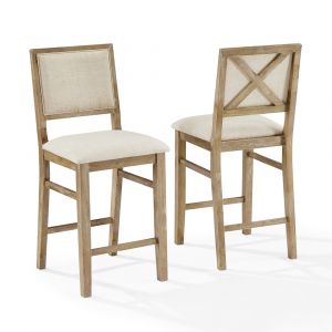Crosley Furniture - Joanna 2-Piece Upholstered Counter Height Bar Stool Set Rustic Brown/Creme - 2 Stools - CF501326-RB