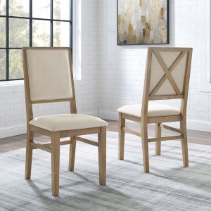 Crosley Furniture - Joanna 2Pc Upholstered Back Chair Set Rustic Brown /Creme - 2 Upholstered Chairs - CF501317-RB