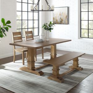 Crosley Furniture - Joanna 4Pc Dining Set Rustic Brown - Table, Bench, and 2 Ladder Back Chairs - KF20017RB