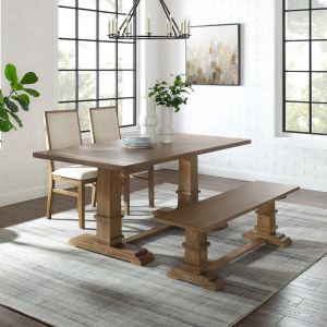 Crosley Furniture - Joanna 4Pc Dining Set Rustic Brown - Table, Bench, and 2 Upholstered Chairs - KF20018RB