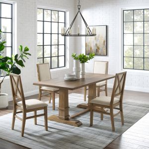 Crosley Furniture - Joanna 5Pc Dining Set Rustic Brown /Creme - Table & 4 Upholstered Back Chairs - KF13065RB-RB