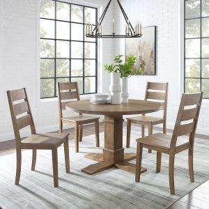 Crosley Furniture - Joanna 5Pc Round Dining Set Rustic Brown - Round Table & 4 Ladder Back Chairs - KF13062RB-RB