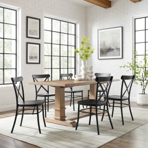 Crosley Furniture - Joanna 7Pc Dining Set W/Camille Chairs Matte Black/ Rustic Brown - Table & 6 Chairs - KF20008RB-MB