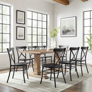 Crosley Furniture - Joanna 9Pc Dining Set W/Camille Chairs Matte Black/ Rustic Brown - Table & 8 Chairs - KF20009RB-MB