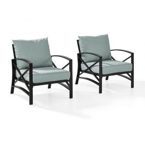 Crosley Furniture - Kaplan 2 Pc Outdoor Seating Set With Mist Cushion - Two Outdoor Chairs - KO60013BZ-MI
