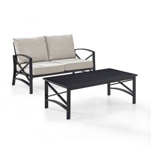 Crosley Furniture - Kaplan 2 Pc Outdoor Seating Set With Oatmeal Cushion - Loveseat, Coffee Table - KO60010BZ-OL
