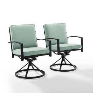 Crosley Furniture - Kaplan 2 Piece Outdoor Dining Swivel Chair Set Mist/Oil Rubbed Bronze - 2 Swivel Chairs - KO60026BZ-MI