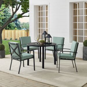 Crosley Furniture - Kaplan 5Pc Outdoor Metal Round Dining Set Mist/Oil Rubbed Bronze - Table & 4 Chairs - KO60041BZ-MI