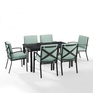 Crosley Furniture - Kaplan 7 Piece Outdoor Dining Set Mist/Oil Rubbed Bronze - Table & 6 Chairs - KO60020BZ-MI