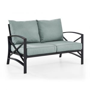 Crosley Furniture - Kaplan Loveseat in Oiled Bronze With Mist Universal Cushion Cover - KO60008BZ-MI