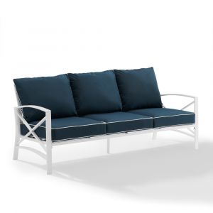 Crosley Furniture - Kaplan Outdoor Metal Sofa Navy/White - KO60027WH-NV