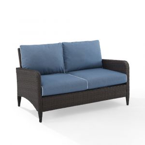 Crosley Furniture - Kiawah Outdoor Wicker Loveseat Blue/Brown - KO70065BR-BL