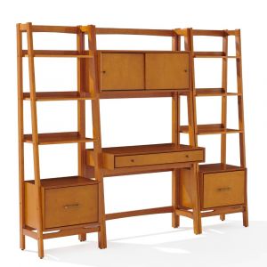 Crosley Furniture - Landon 3 Piece Desk & Etagere Set Acorn - Desk, 2 Small Etageres - KF13041AC