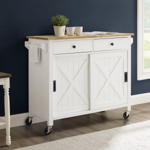 Crosley Furniture - Laurel Kitchen Island/Cart White/Natural - CF3033NA-WH