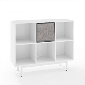 Crosley Furniture - Liam 6 Cube Record Storage Bookcase With Speaker White/Black - Bookcase & Speaker - KF13120WH-BK