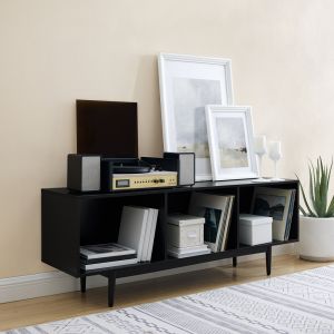 Crosley Furniture - Liam Large Record Storage Console Cabinet Black - CF1115-BK